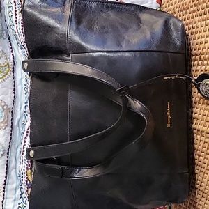 Tommy Bahama Black Leather tote